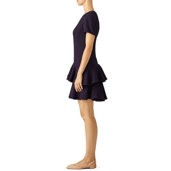 Rebecca Taylor Navy Textured Ruffle Tiered Dress • Size 8 - Picture 4 of 10